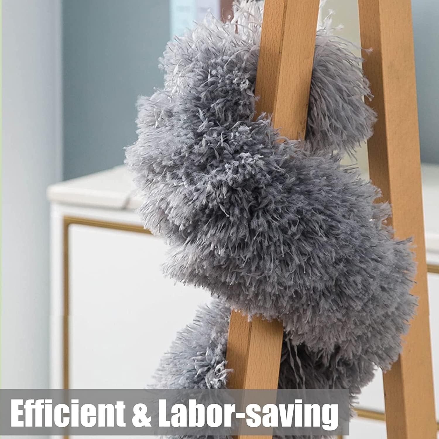 deevudi Upgraded Long handle Microfiber Feather ceiling Duster for Dust cleaning with extendable Pole 30-100 Inch with anti scratch Bendable Head brush for Cleaning High Cobweb stick high Ceiling Fan